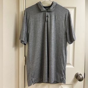 Nike Pro golf dri-fit grey stripe tiger woods TW polo shirt collar PGA